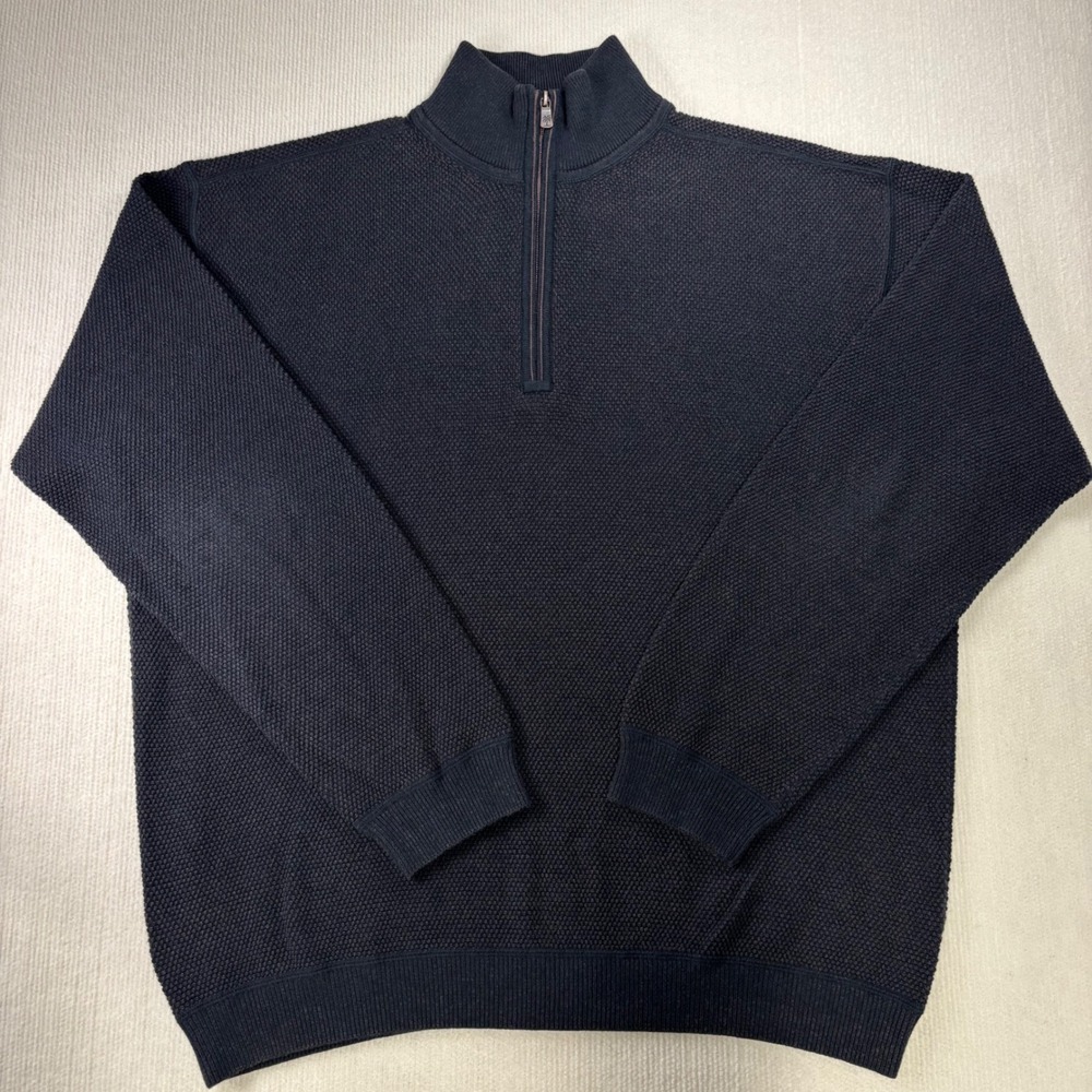 Tommy Bahama Mens XL Vintage Cotton Wool Blend Waffle‎ Knit 1/4 Zip Sweater